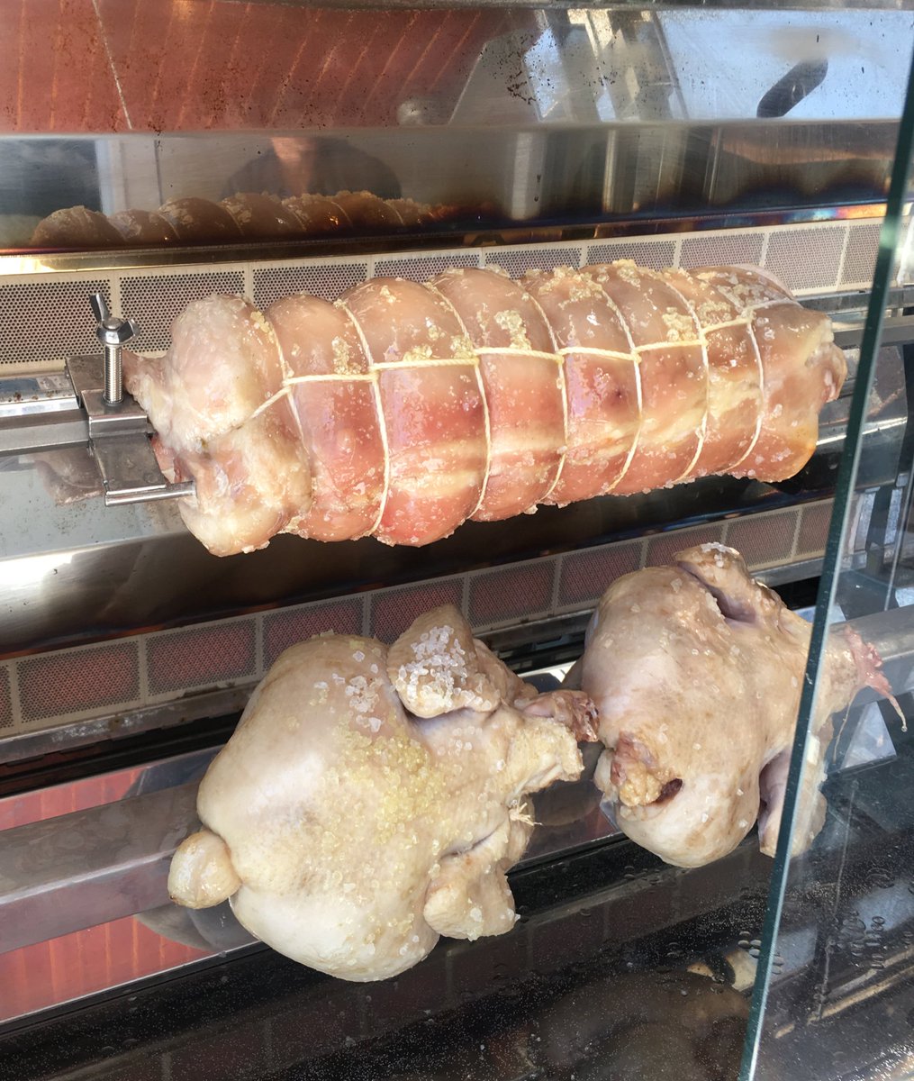 creatcomm's tweet image. Standby for porchetta and roast beer brined chicken on our #rotisol #specialmarket #rotisserie