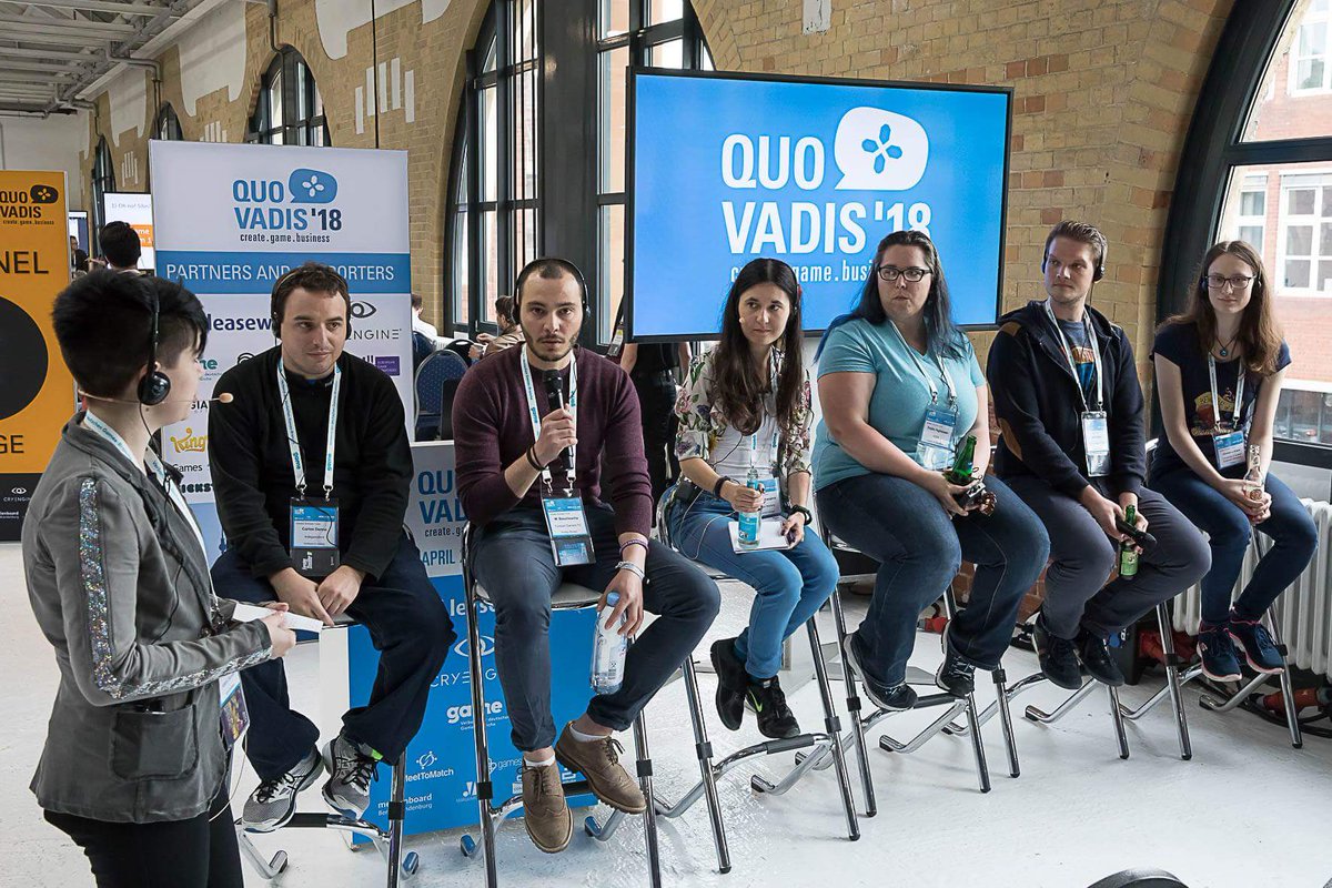 @amidoko Inspired by your #ShowUsYourRoomChallenge tweet! Here's our volunteers speaking about supporting diversity in their home regions. Female lead facilitator, 3 more women, 6+ countries, 4+ continents, 1 team. #gamedevs @quovadis_conf 
#ShowUsYourRoom #RepresentationMatters