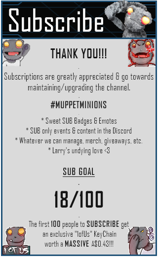 LarryIRL's tweet photo. #MUPPETMINIONS I've decided that the first 100 people to #subscribe will get an #exclusive "1ofUs" #keychain worth a MASSIVE A$0.43!!! 😮😮😮
🎃SUB GOAL = 18/100
🎃FOLLOW GOAL = 170/1000
#LarryIRL #tsan #gamer #artist #musician #vlogger #muppet #streamer #subgoal @TwitchSAndN https://t.co/8TpTllHsJp