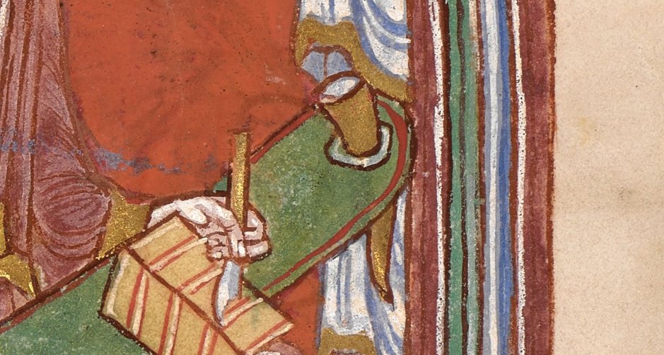 Medieval Manuscripts on Twitter "St Matthew examines his quill pen in