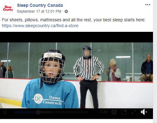 #SMED002 This Sleep Country Commercial is very effective in catching the viewers attention because it is not obvious who the sponsor is at first.

facebook.com/SleepCountryCa…