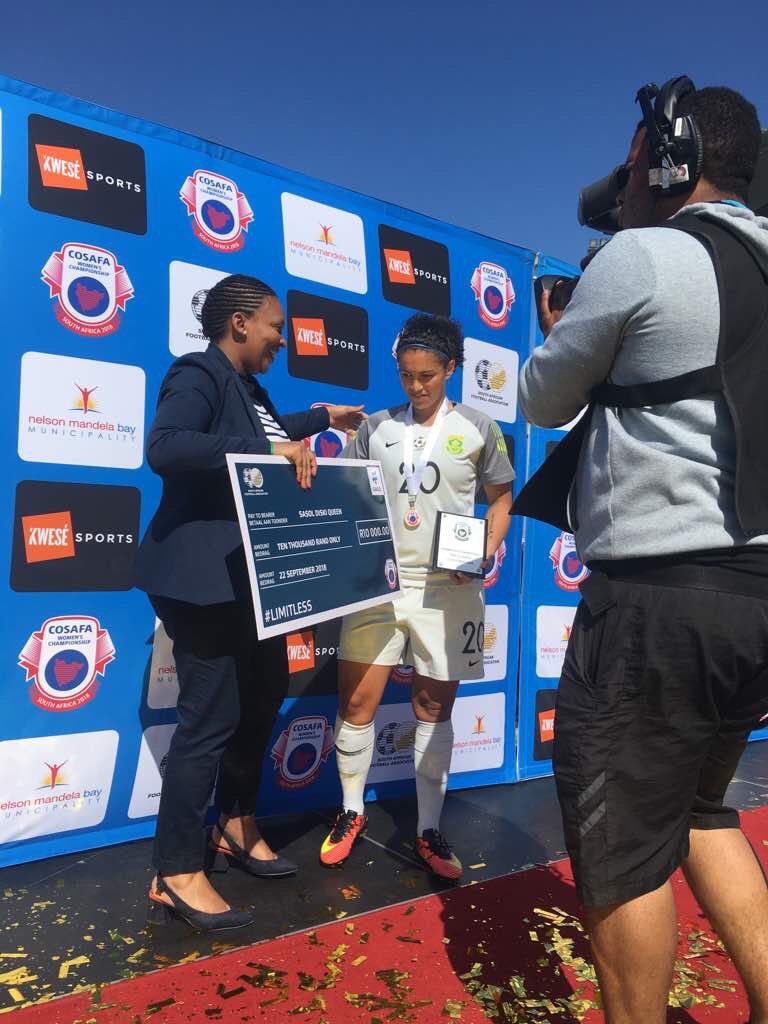 KAYLIN SWART 🙌⚽️ PLAYER OF THE MATCH 👏👏👏

Congratulations 🎊 Kaylin Swart for her sensational goalkeeping skills that led South Africa to victory 🏆 #COSAFAWOMENCHAMPIONSHIP2018 #Limitless #GoGirls <a href="/SasolSA/">Sasol</a> <a href="/SAFA_net/">SAFA.net</a> @SasolLeague  <a href="/Banyana_Banyana/">Sasol Banyana Banyana</a> via <a href="/COSAFAMEDIA/">COSAFA</a>