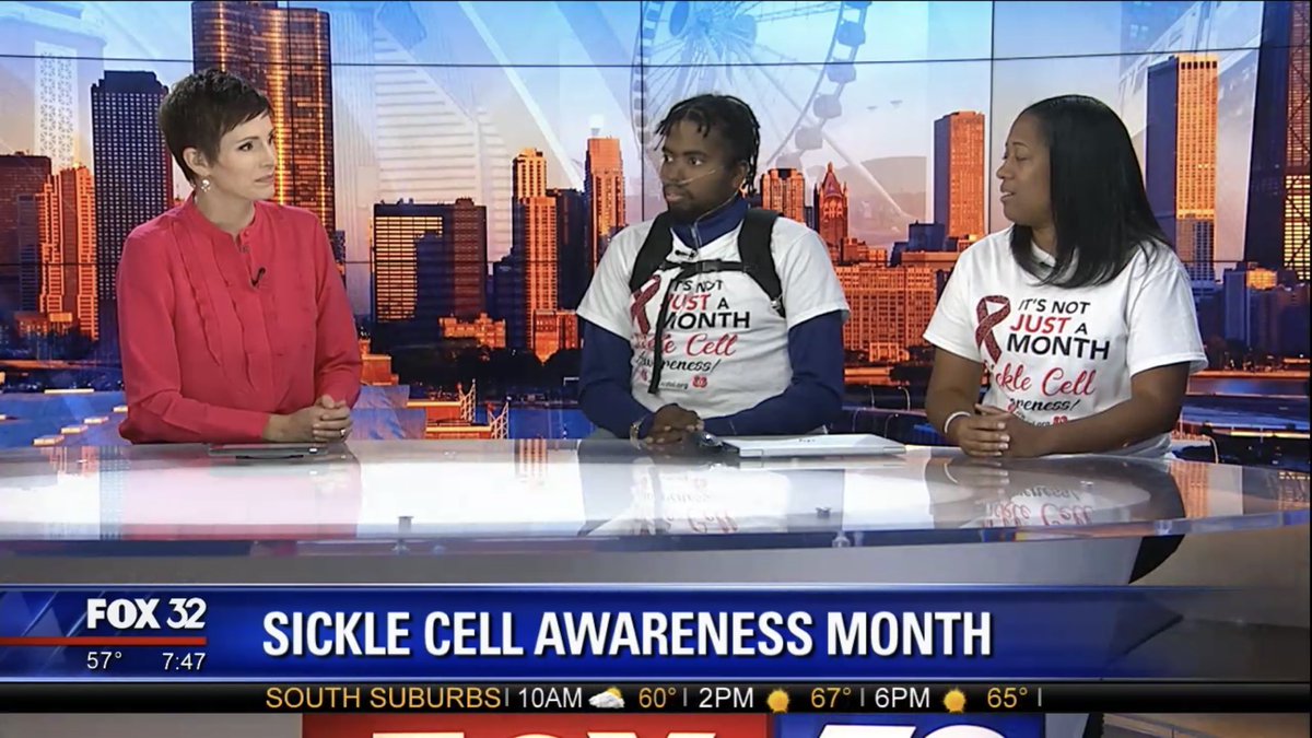 SickCells's tweet photo. Thank you @fox32news for featuring Sick Cells’ Marqus Valentine and SCDAI’s Talana Hughes this Sickle Cell Awareness Month. @SCDAIllinois #sickcells #SaturdayMorning #chicago #sicklecellawareness #scdam #FacesOfSCD https://t.co/Ss1RShQQok