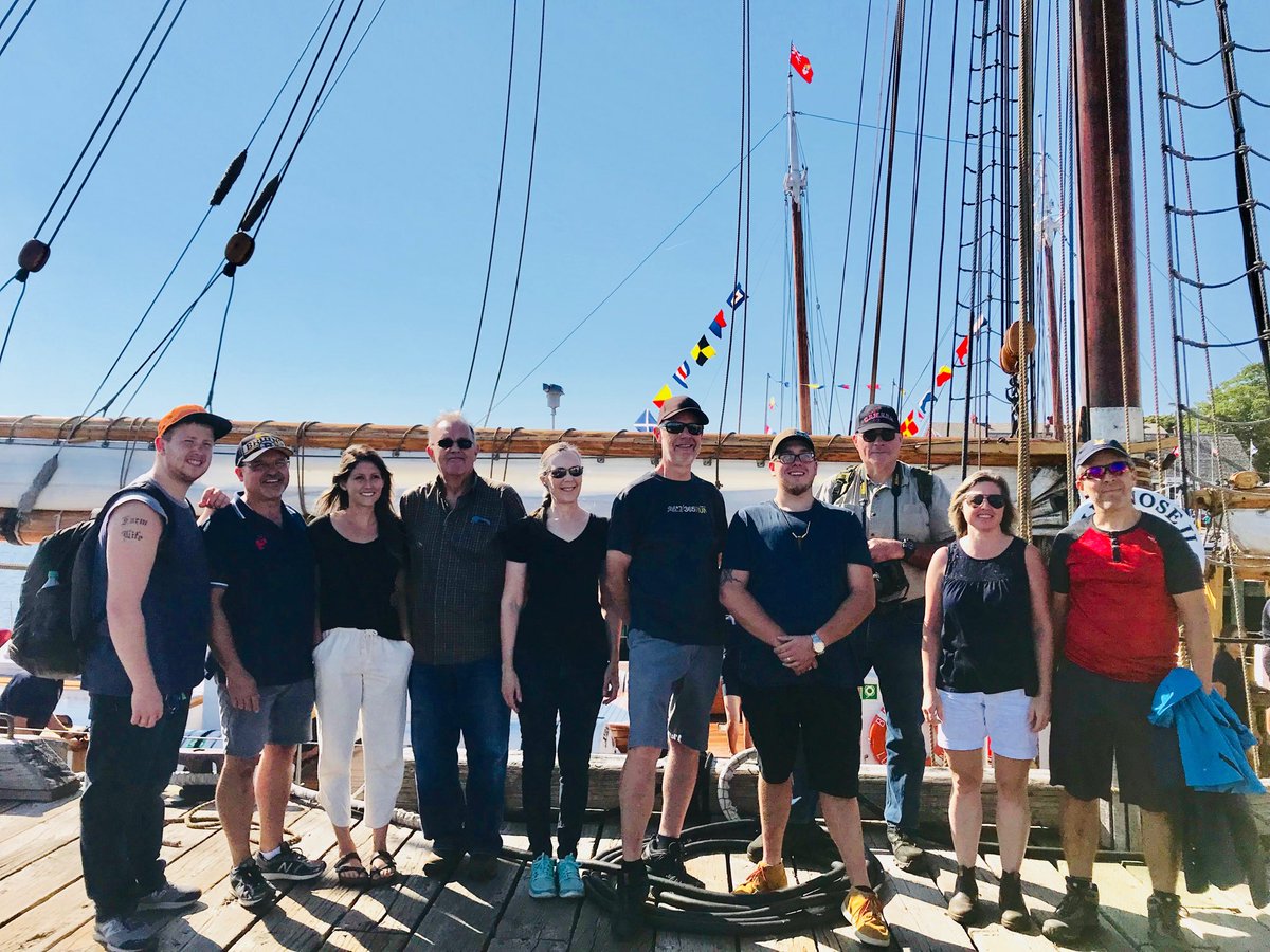novacoffee's tweet photo. Our staff and some guests for a cruise on @SailBluenoseII last Friday! Then dinner at #TheFishShack all in @TownLunenburgNS #BeautyDay https://t.co/ovnXajhQjD