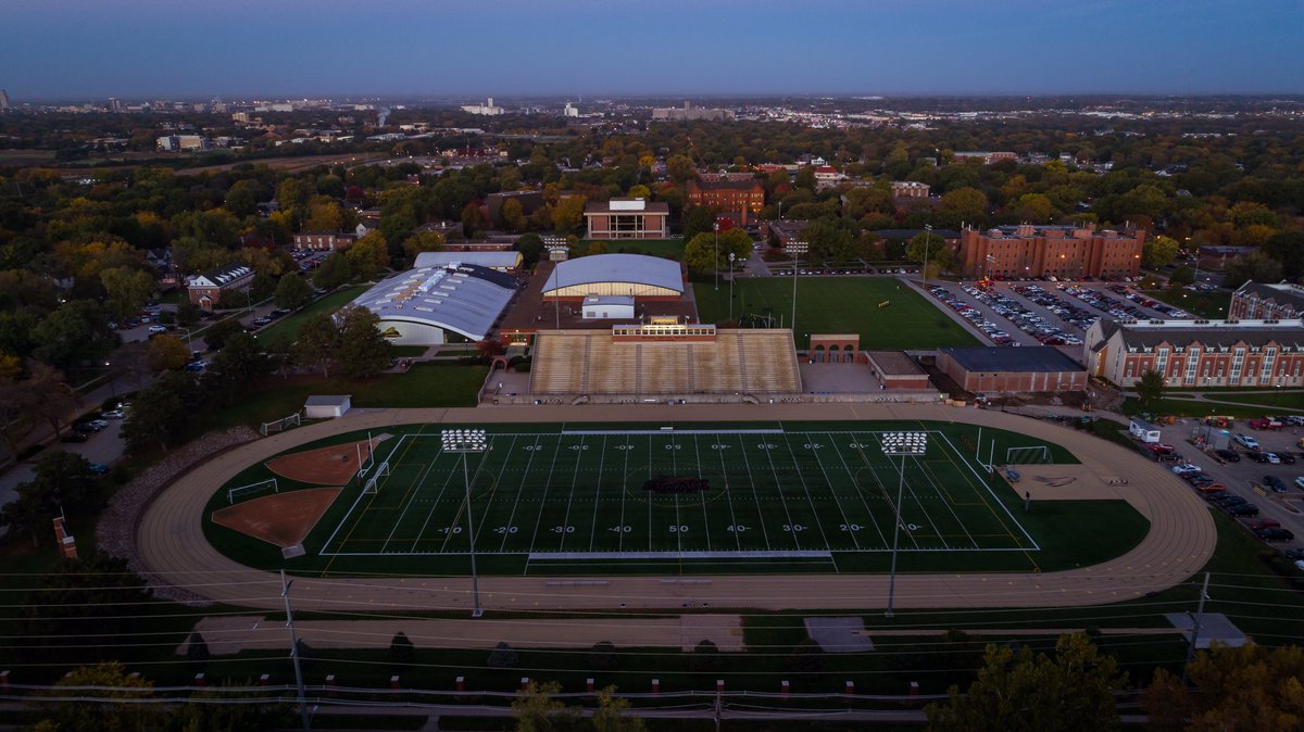 NEWesleyan's tweet photo. The 1st day of Fall looks good on Abel Stadium! Busy day here with football &amp; soccer games &amp; a national champion ring presentation! #yipyip https://t.co/DBIegGByUs