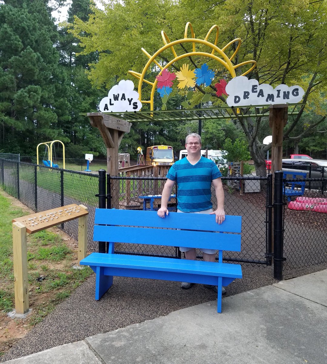 Special shout out to Ben Heard who built a new bench for <a href="/Lead_Mine/">Lead Mine Elementary</a>'s Always Dreaming Playground.  Talent and 💙🧡🐆  Thank you! #LeadMineFamily #LeadUsAll