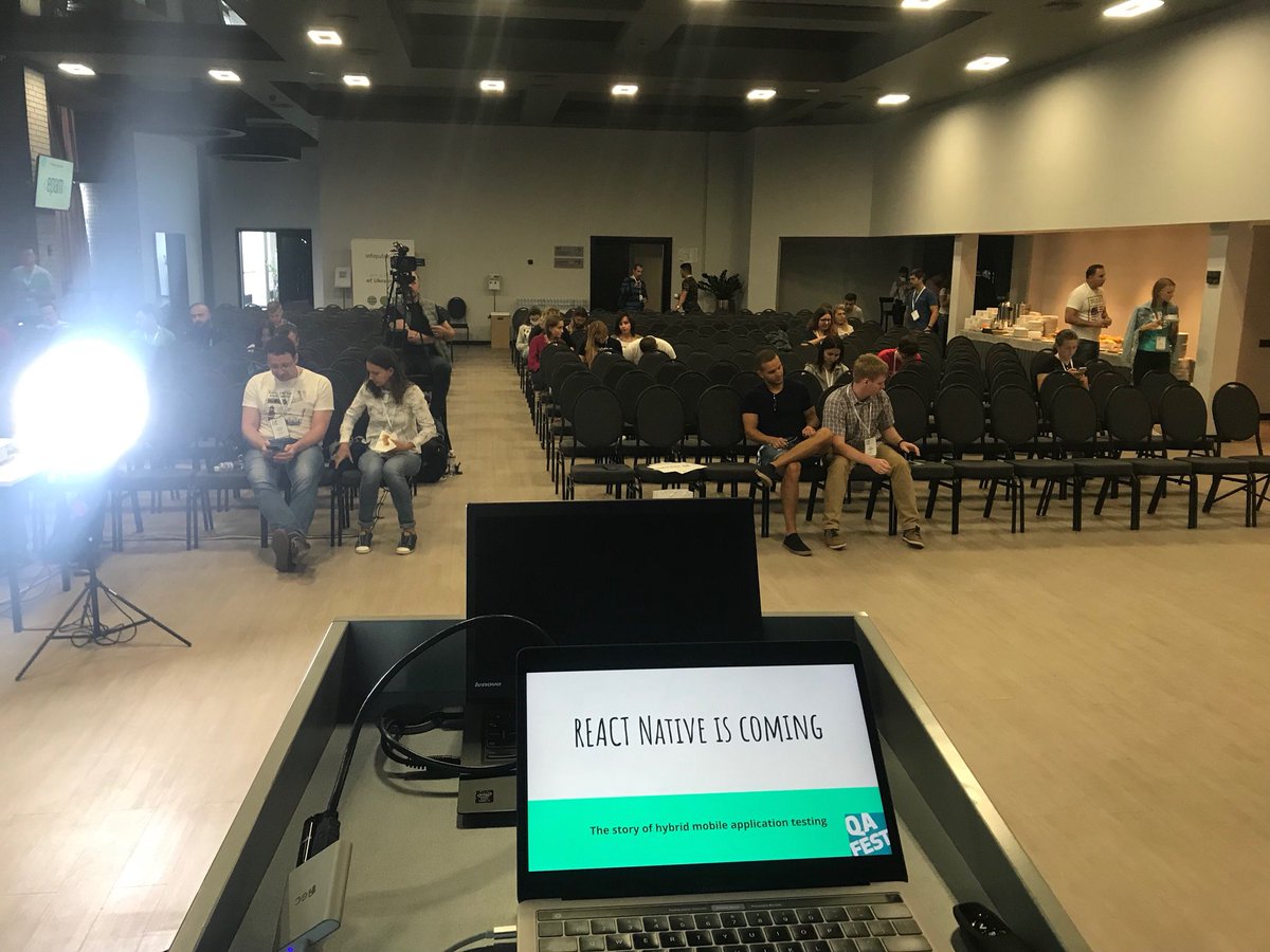 polidea's tweet photo. Happy Saturday! Our Test Engineer @astasiak93 has just finished his presentation at #QAFest 👏🏻👏🏻👏🏻 #event #sharing #polideatesting #ReactNative https://t.co/GtifAVM2w3