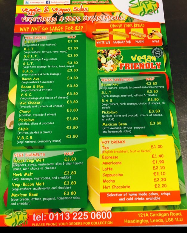 slips_deli's tweet photo. Pop into Slips &amp; try one of our veggie or vegan subs. #vegan veggie#leeds#burleypark https://t.co/jRoy3S6BiQ