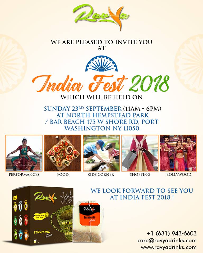 myg Pas på Atticus Ravya Drinks on Twitter: "Dear All, We are pleased to invite you at India  Fest 2018 which will be held on Sunday 23rd September (11am - 6pm) at North  Hempstead Park /