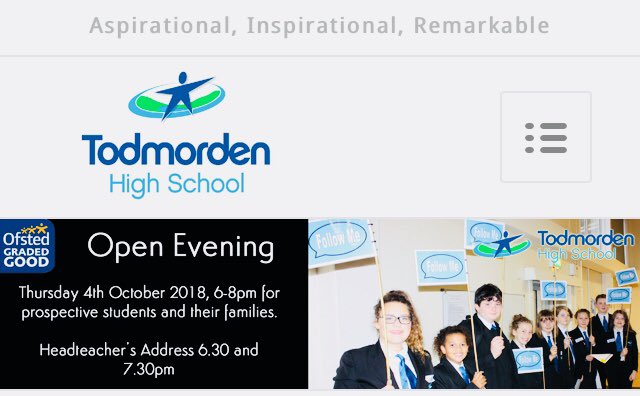 TodmordenHigh's tweet photo. Our Open Evening plans are taking shape; it will be our pleasure to show you around. Our prospectus will be available and we have a great set of student guides who will happily lead your tour ⭐️⭐️⭐️ #openevening #todhigh https://t.co/KT87C7PaNk