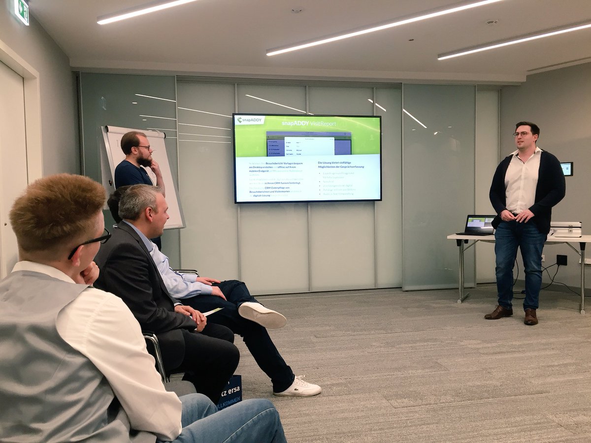 techitcampwue's tweet photo. Über Erfahrungen eines 3 jährigen SaaS-Startup-Aufbaus sprechen @snapADDY bei ihrer Session beim #techitcampwue #würzburg https://t.co/MYSuJDUemK