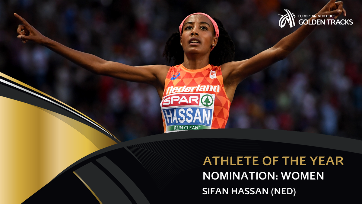 RT to vote for Sifan Hassan as your female Athlete of the Year!

Hassan won the European 5000m title in Berlin and broke European records in the 5000m (14:22.34) and half marathon (65:15).

Voting closes at 12.00 CET on Friday 5 October.
#GoldenTracks