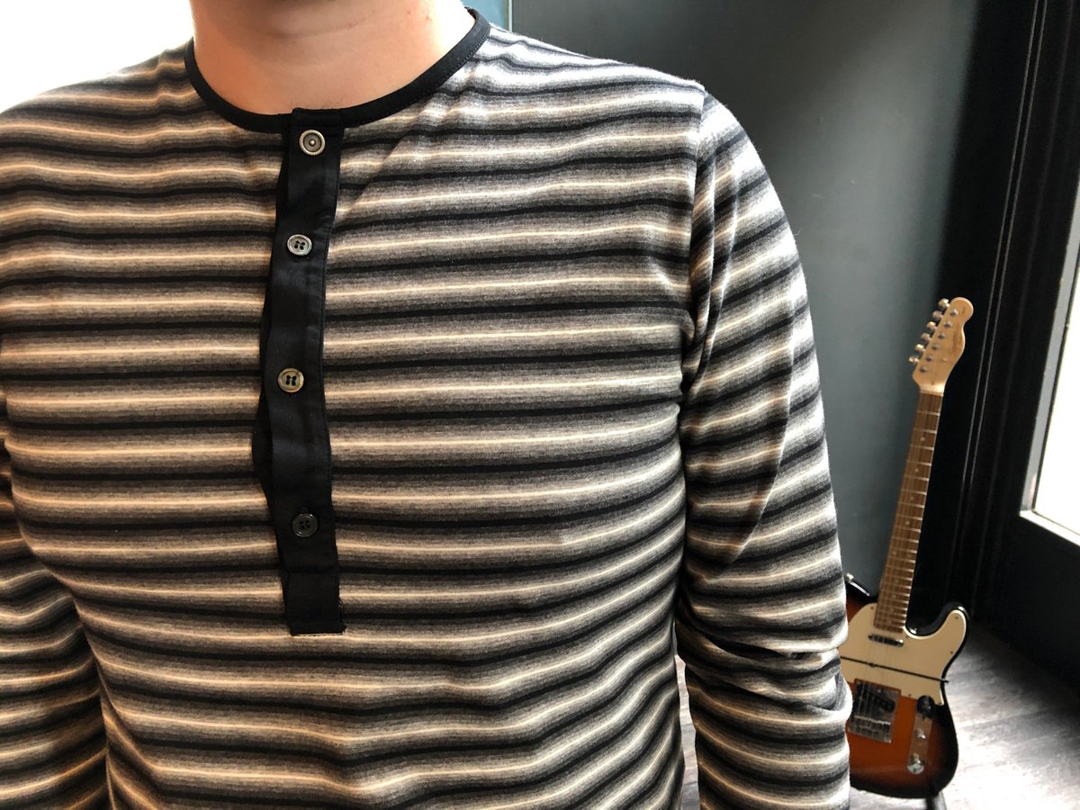 Black Long Sleeve Striped Grandad 