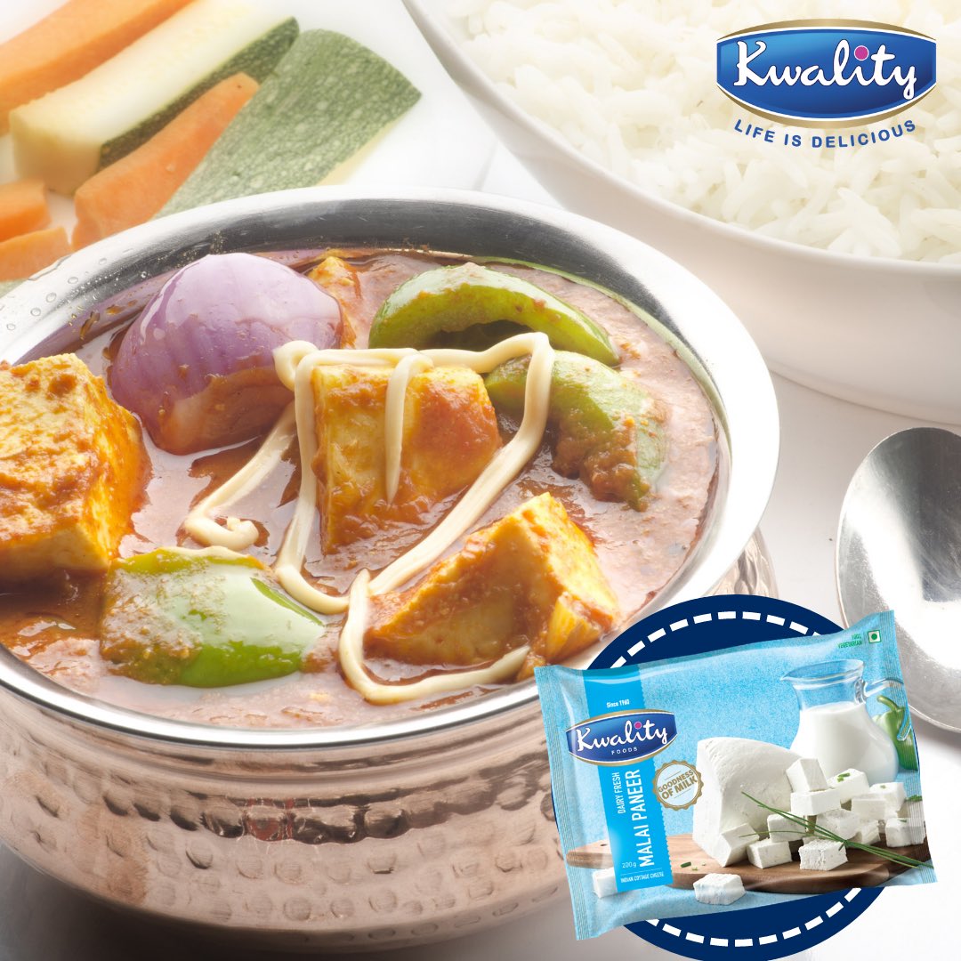 KwalityGlobal's tweet photo. Who is craving for a delicious and creamy Kadai Paneer Curry made with Kwality’s Malai Paneer Cubes?! ❤️
.
.
.
.
.
.
#Kwality #Lifeisdelicious #Kwalitytime #Paneer #Paneercubes #indianfood https://t.co/APOLcAEjkU