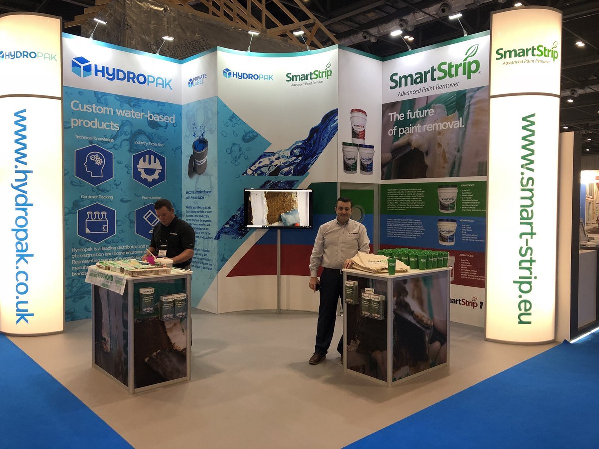 hydropak's tweet image. Day 2 of the #HBRshow18 and we’re ready to go! Visit us on stand J164 for paint removal advice and live demonstrations of our three unique products