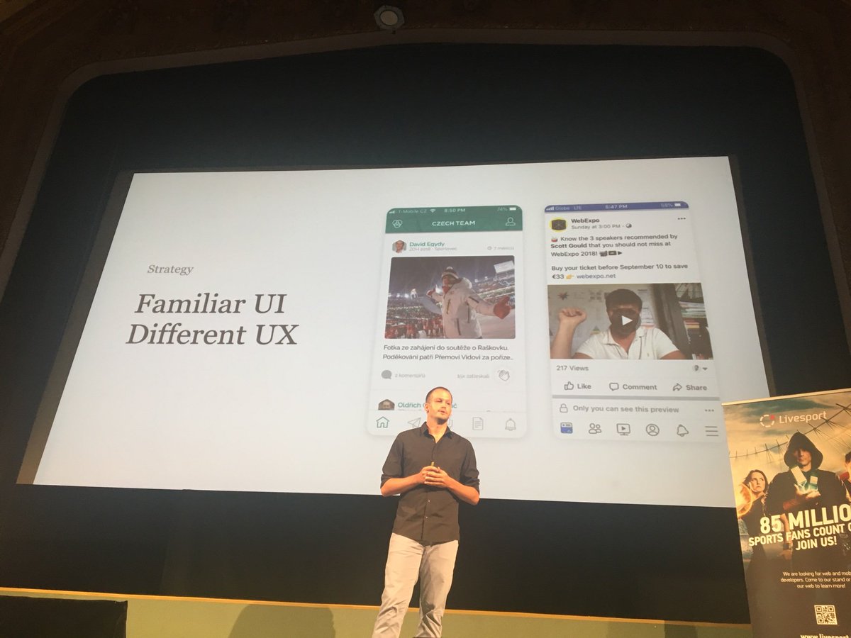 PereViki's tweet photo. A great talk about an approach for designing a different social media experience #webexpo https://t.co/QLKfA1NC66