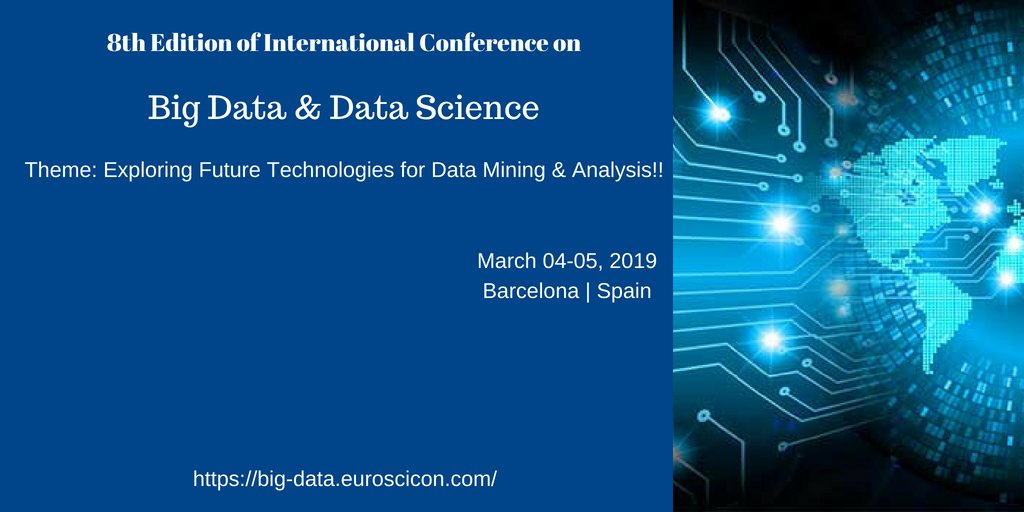 Scarlett3531's tweet photo. Discover more about Big Data &amp; Data Science 2019: https://t.co/sqB3Ciani9
Meet the experts at #BigDataConference2019 #Barcelona, #Spain
Join us on March 04-05, 2019
#BigDataCS #DataScience #DataAnalytics #Algorithms #MachineLearning #ArtificialIntelligence https://t.co/IqjawMAkDi