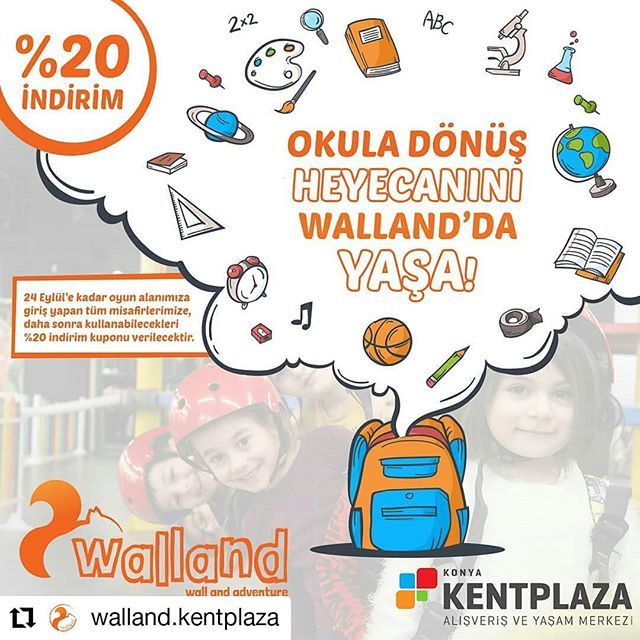 Okula dönüş heyecanını Walland'da yaşa 🙋

Walland Macera Dünyası ve Çocuk Kasabası Konya'da KentPlaza AVM'de.

Tırmanma duvarları, macera parkuru, çocuk kasabası, sanal gerçeklik simülatörü ve softplay oyun alanları... 2 - 16 yaş aralığındaki tüm çoc… ift.tt/2OJeUJ2