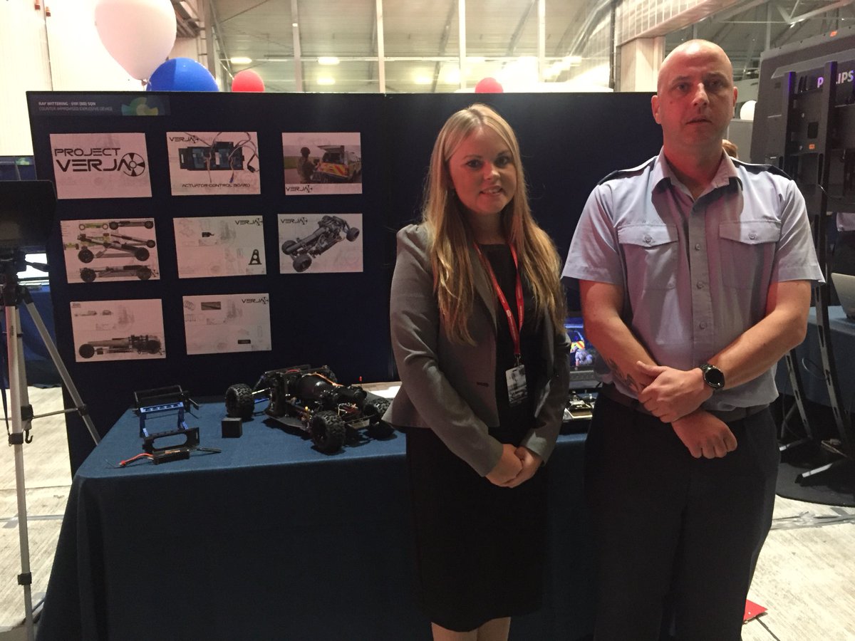 stncdrrafwitt's tweet photo. Good to catch up with the team from  @RAFWittering1’s @RAF_EOD at the #RAF100 @RAFEngineering competition with Project Verja - counter under-vehicle IED.  Accompanied by fellow judge Alexa from @RollsRoyceUK https://t.co/O7J1FBGweP