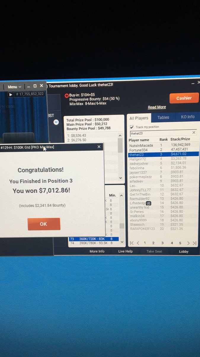 The_Hat23's tweet photo. So close to shipping a powerfest we go again Sunday ๐ฉ #brstaking @brstaking @partypoker https://t.co/tdz73yJiEZ