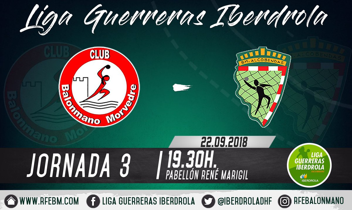 💥🤾‍♀️ GAME DAY 🤾‍♀️💥

🏆 #LigaGuerrerasIberdrola

Jornada 3

📆 Sábado 22
⏰ 19:30 h.
<a href="/BMMorvedre/">#vamosMorvedre🖤♥️</a> 🆚️ <a href="/Helvetia_ES/">Helvetia Seguros España</a> <a href="/bmalcobendas/">Balonmano Alcobendas</a>

📹 youtube.com/watch?v=iQP7X5…

Las chicas de <a href="/ccgcriscabeza/">Cristina</a> buscarán los dos puntos en Valencia ante un equipo ya conocido. ¡Vamos! 💪💪