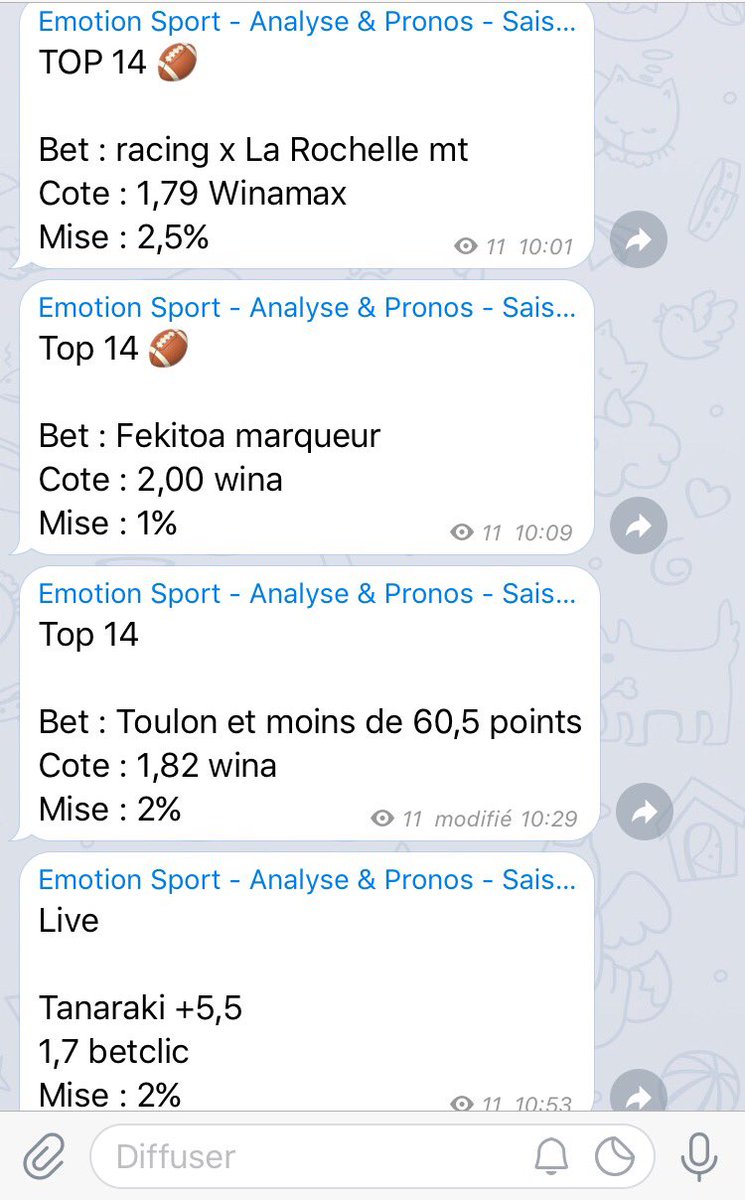 DaudauPronos's tweet photo. 🏈 Bet du jour 🏈

Si vous voulez les analyses venez en privé 😊

#teamparieur #rugby #top14 #win #live https://t.co/KBi5ZsK4du