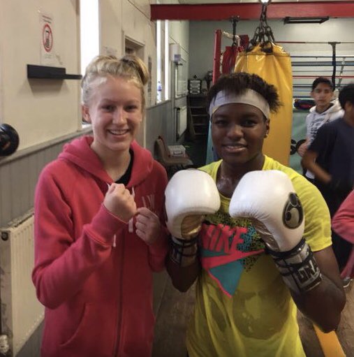 WalesHigh's tweet photo. What a fantastic morning for Matilda Sorby!! Getting to meet @NicolaAdamsOBE Olympic Gold medal winner 🥇🥊 Great to see Nicola working with our students again #rolemodel @pepediiasio https://t.co/s2XOtu1EUb