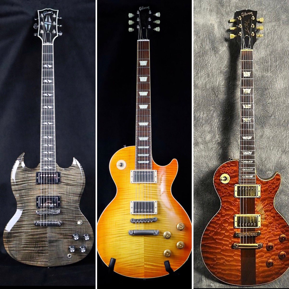 KippAngel's tweet photo. Few of Dads Ladies #gibsonlespaul #gibson #gibsonusa #gibsonNashVille #gibsonguitars  #gibsoncustomshop #gibsonuk #gibsonGermany #Marshallampsuk #pighogcables #coffincases #ChemistryDesignswerks #impactpicks #emgpickups Your Welcome Dad Love you Lol https://t.co/DMj606dlb0
