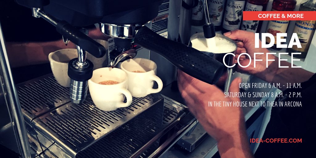 thea_arcona's tweet photo. Have your Weekend Coffee with us! Idea Coffee is in the tiny house next to Thea in Arcona. Open at 8. https://t.co/N7RIrtjzDA