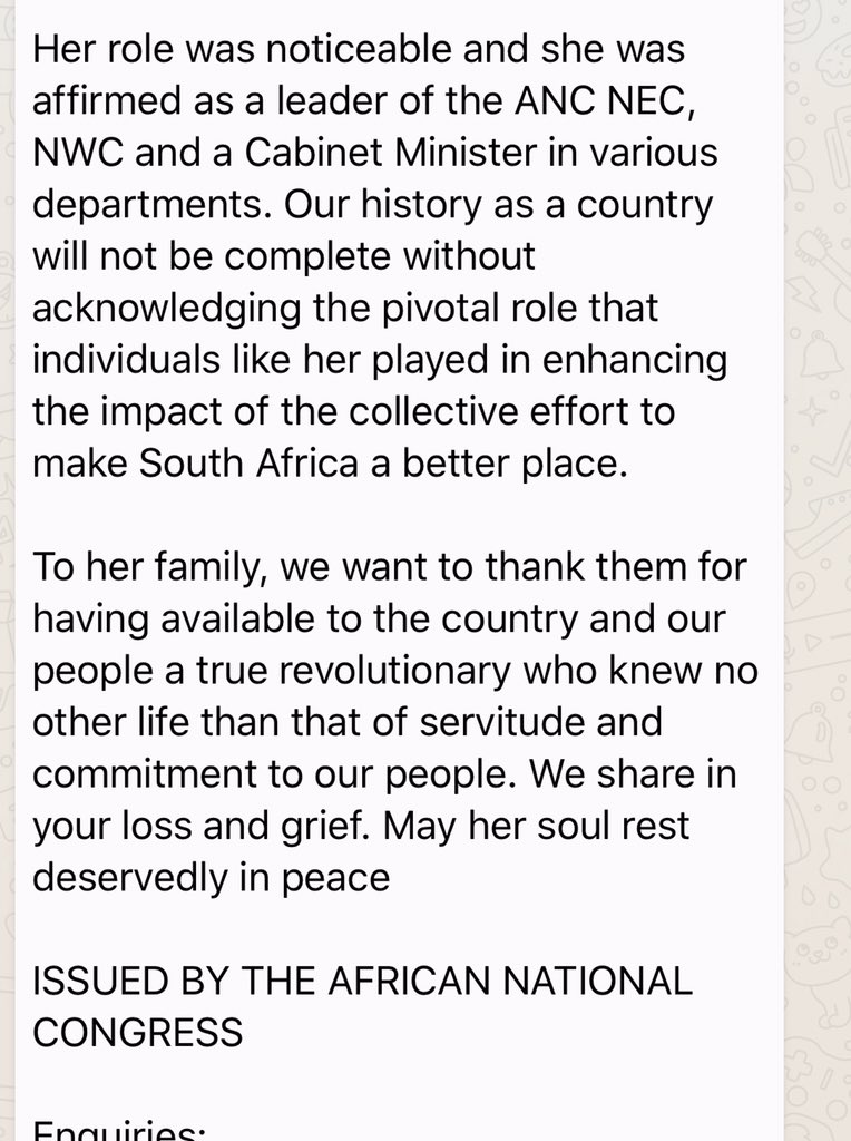 Ace Sekgobelo Elias Magashule (@dracemagashule) on Twitter photo Statement : <a href="/MYANC/">ANC - African National Congress</a> has learned with sadness and sense of enormous loss the passing of Edna Edith Bomo Molewa who was an NEC & NWC member as well as Cabinet Minister at the time of her passing. This sense of loss is beyond comprehension.#EdnaMolewa #Imbokodo Statement : <a href="/MYANC/">ANC - African National Congress</a> has learned with sadness and sense of enormous loss the passing of Edna Edith Bomo Molewa who was an NEC & NWC member as well as Cabinet Minister at the time of her passing. This sense of loss is beyond comprehension.#EdnaMolewa #Imbokodo