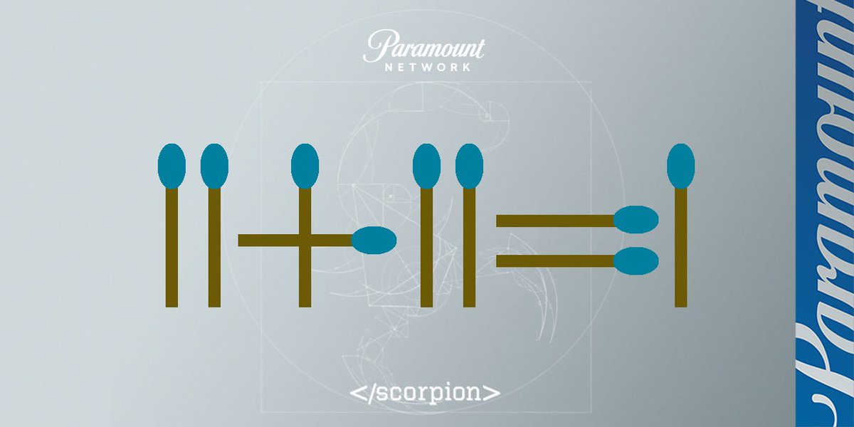 unicoos's tweet photo. 3º reto: Haz que la igualad sea correcta, moviendo solo una cerilla. #TalentoScorpion ¡No te olvides que el próximo 26 de septiembre se estrena Scorpion 🦂 en @ParamountNetESP https://t.co/AgUOI6ICWq