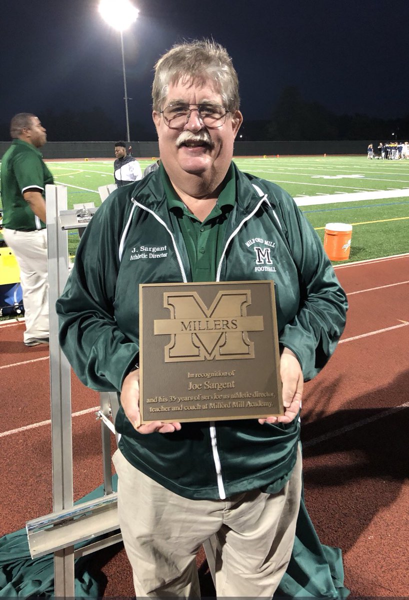 BCPSAthletics's tweet photo. Congrats Sarge on your retirement and THANK YOU for your 35 years of service! @MilfordMillATH @BaltCoPS @BCPSSportsScene #millerforlife https://t.co/bN4A5H6oU7