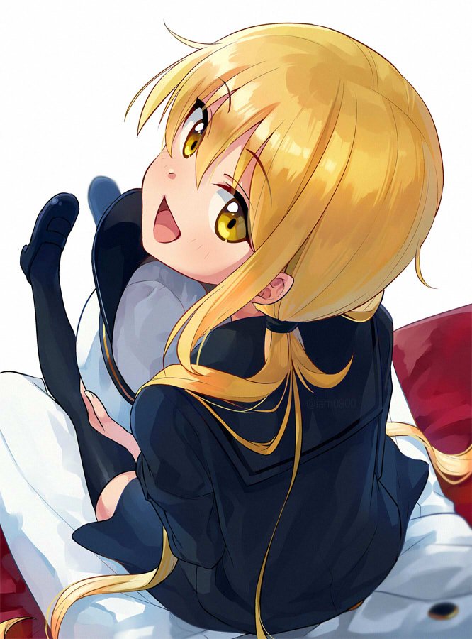 satsuki (kancolle) 1girl blonde hair long hair twintails yellow eyes school uniform thighhighs  illustration images