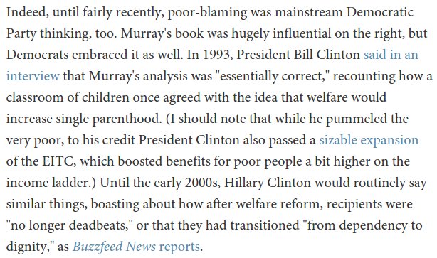27. In 1993, Bill Clinton praised Charles Murray and said that Charles Murray was essentially correct.(h/t  @ryanlcooper ) http://theweek.com/articles/586503/grotesque-moral-atrocity-blaming-poor-being-poor