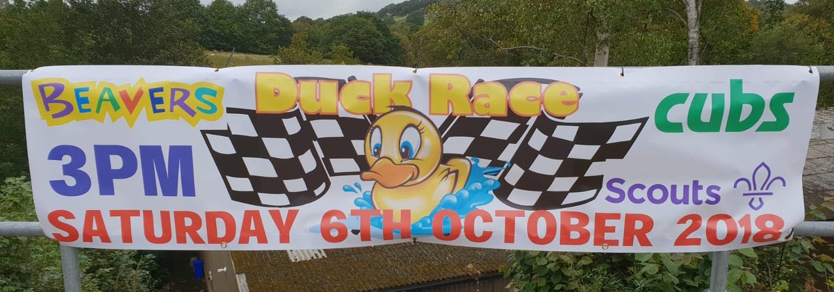 Banner up 👍 Thanks to <a href="/ZestforPrint/">Zest for Print</a> for doing another fab job 😊 #meltham #scouts #duckrace