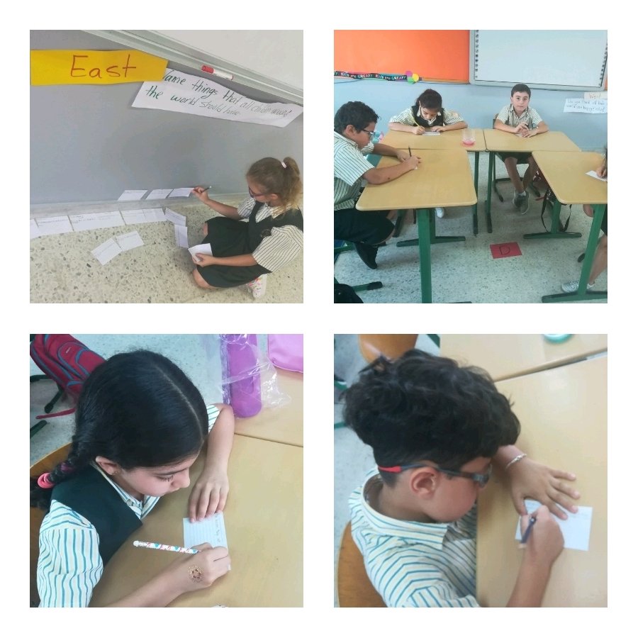 saharzeidan's tweet image. Tuning in to our first unit! Grade 3 learners responded to questions that provoked their thinking about the unit and concepts from four different angles #Compasspoint @dina_jradi @Hhhsinfo