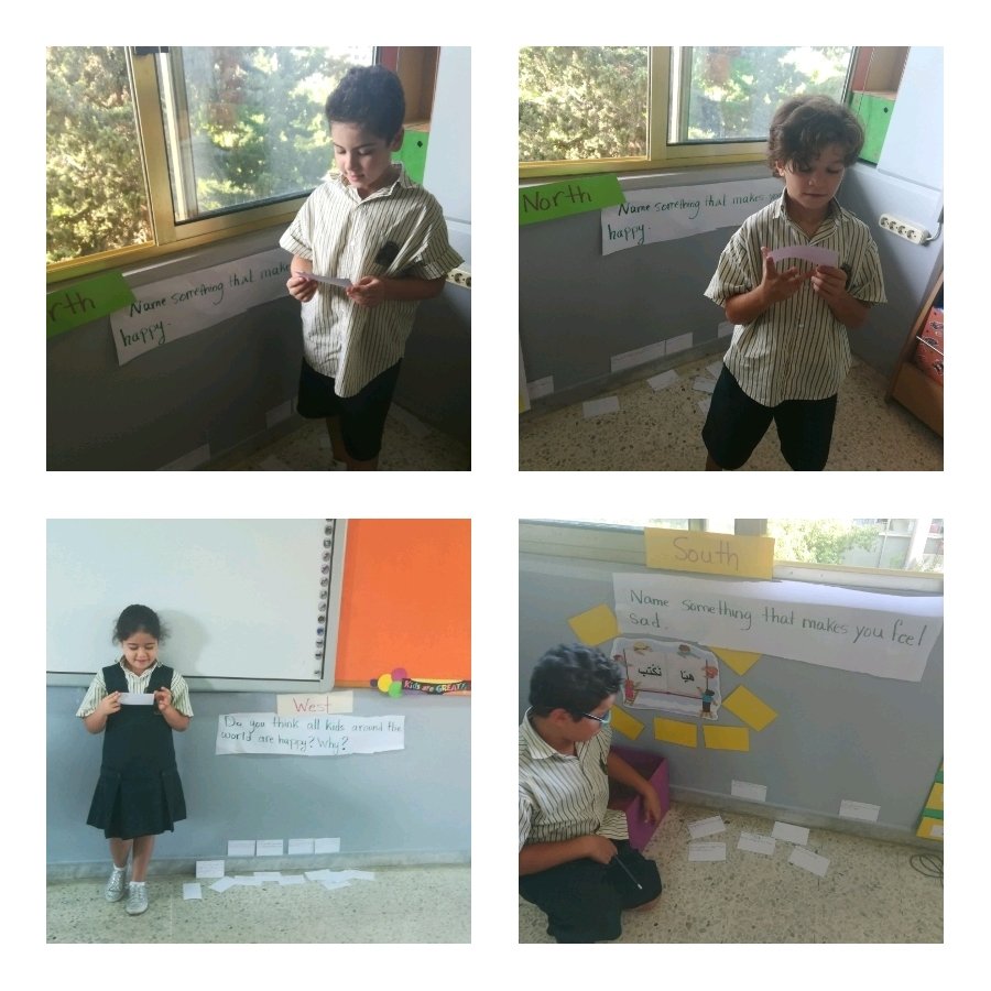 saharzeidan's tweet image. Tuning in to our first unit! Grade 3 learners responded to questions that provoked their thinking about the unit and concepts from four different angles #Compasspoint @dina_jradi @Hhhsinfo