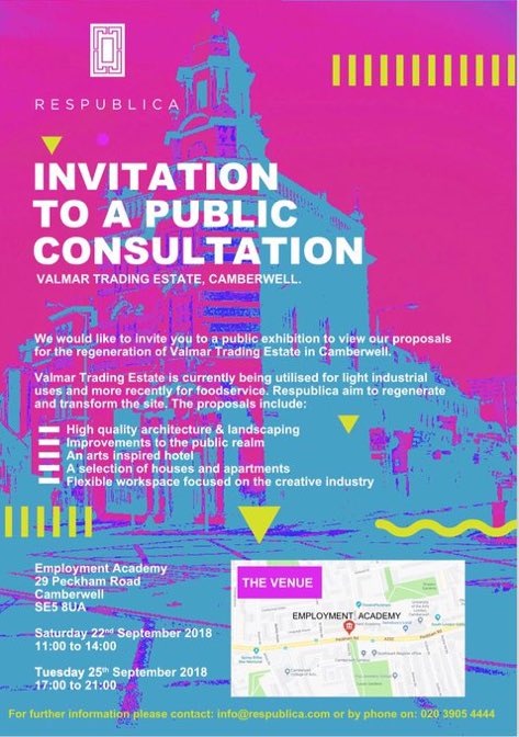 Collective_Plan's tweet photo. Come join us and @EnamGDesigns as we present the proposals for Valmar Trading Estate @respublica_uk @AC_Architects https://t.co/TGqG7NAoQ7