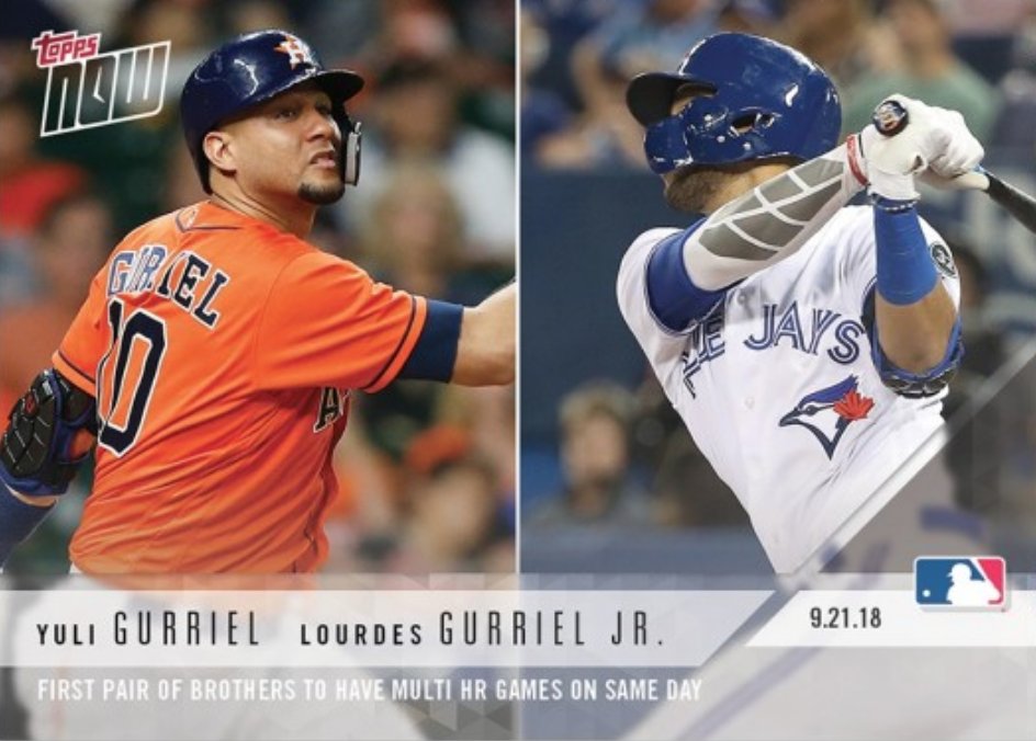 Topps On Twitter Yuli And Lourdes Gurriel Became The First Pair Of Brothers To Have Multi Hr Games On The Same Day Toppsnow Https T Co E57kilhiya Https T Co Dkwsni6gpw
