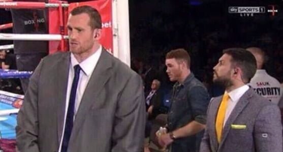 Coral's tweet photo. David Price fighting.

A bloke who wears the sort of suit your mum would buy you to 'grow into', despite there being absolutely no chance you'd ever grow into it without putting on 100kg. https://t.co/WWtxT5z9zf