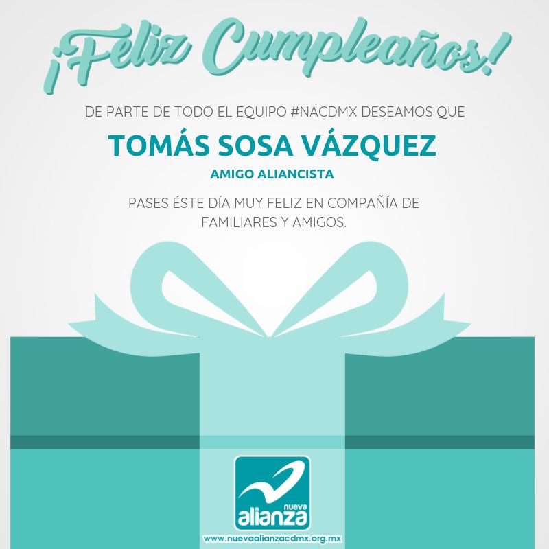 ¡Felicidades Tomás Sosa Vázquez 🎂, que tengas un gran día y que se cumplan todos tus deseos 🎉!