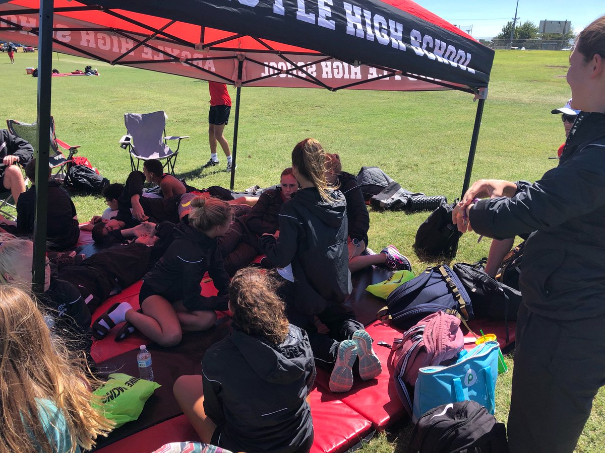 Coach_Martin85's tweet photo. Lubbock ISD invitational. Pre-race routines getting started. #Argyle #AHS #ArgyleHS #xc https://t.co/kW8bS18ylP