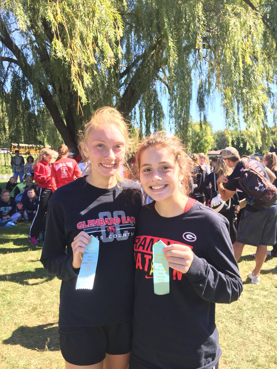 GBEastXCTF's tweet image. Shannon Meadows and Molly Galvin rocking their medals after helping our girls place 4 in the Open Race at the Bartlett Invite! #upperclassmen #gbexc18 🍂🍁🎃