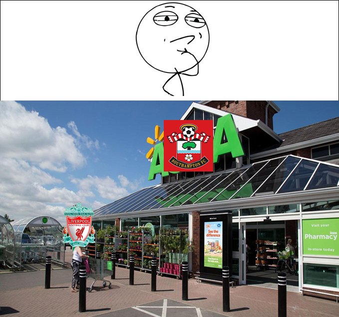 infunfinity's tweet photo. When you play against your local supermarket.
#Southampton #Liverpool #SFC  #LFC #LIVSOU #epl #PremierLeague #GW6 #MatchDay https://t.co/hcmrRMYcvF