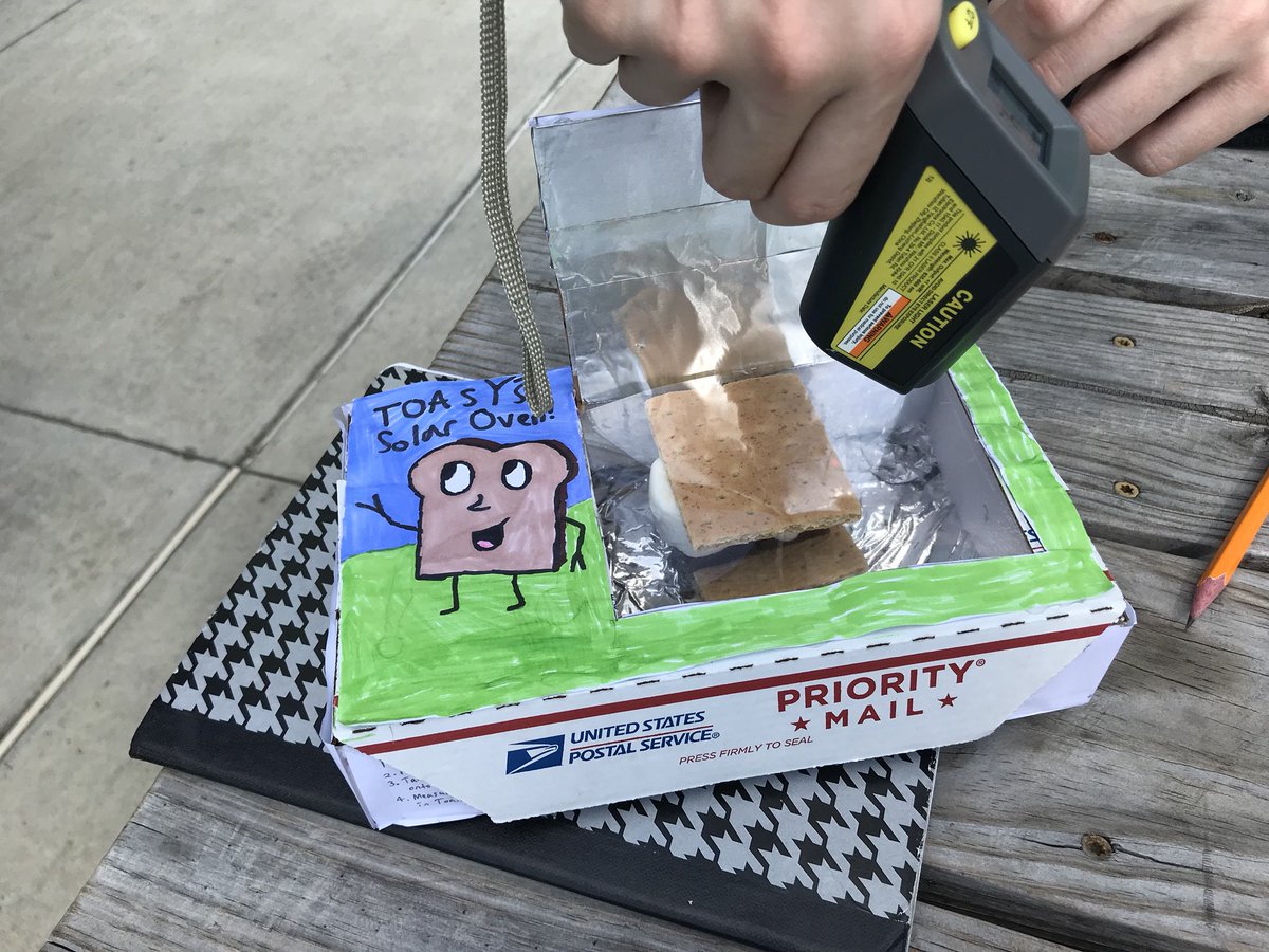 born4chem's tweet photo. ENV SCI scholars are asking questions &amp; analyzing data about which solar oven design is s’more better ;/ #SEP #askingquestions #usingmodels #analyingdata https://t.co/IGy87c7zXi