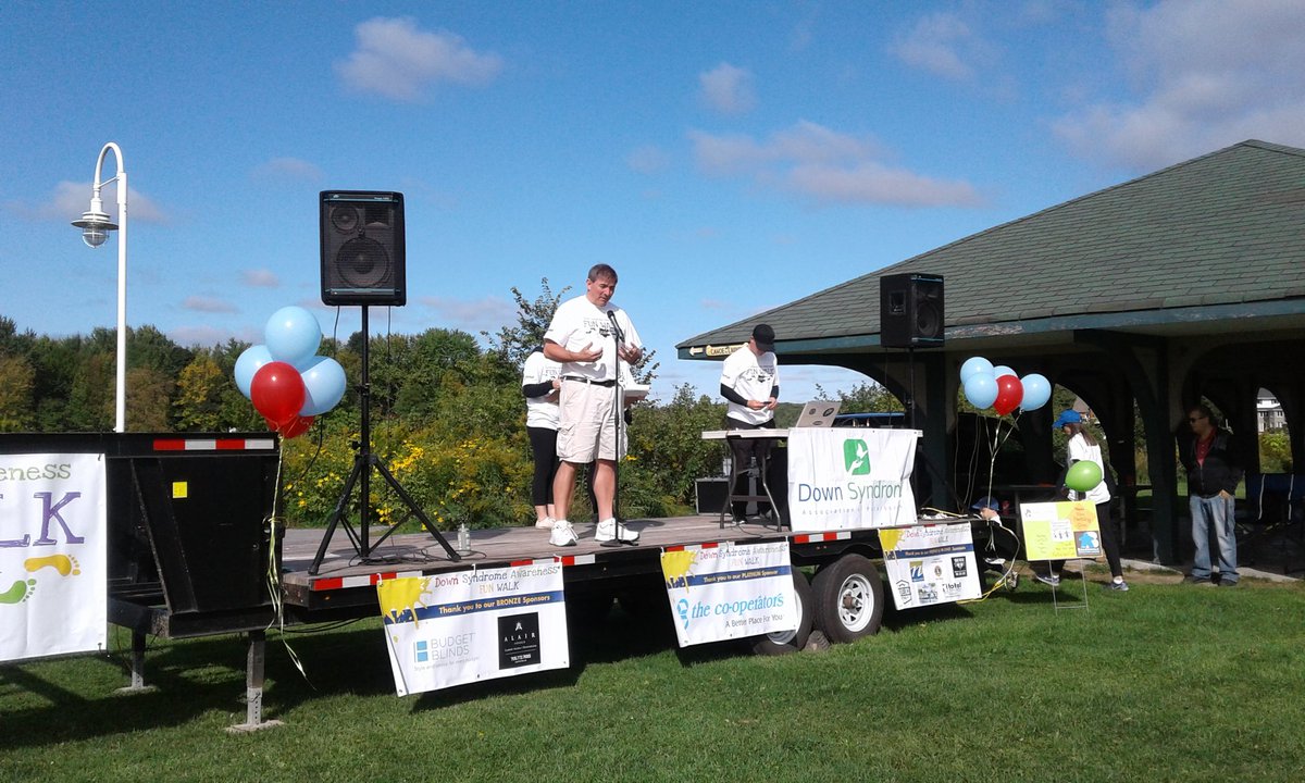 DaveSmithPtbo's tweet photo. Opening ceremonies for the Down Syndrome Association Fun Walk in Lakefield. #DSAFW2018 https://t.co/hQGxqdsDjA