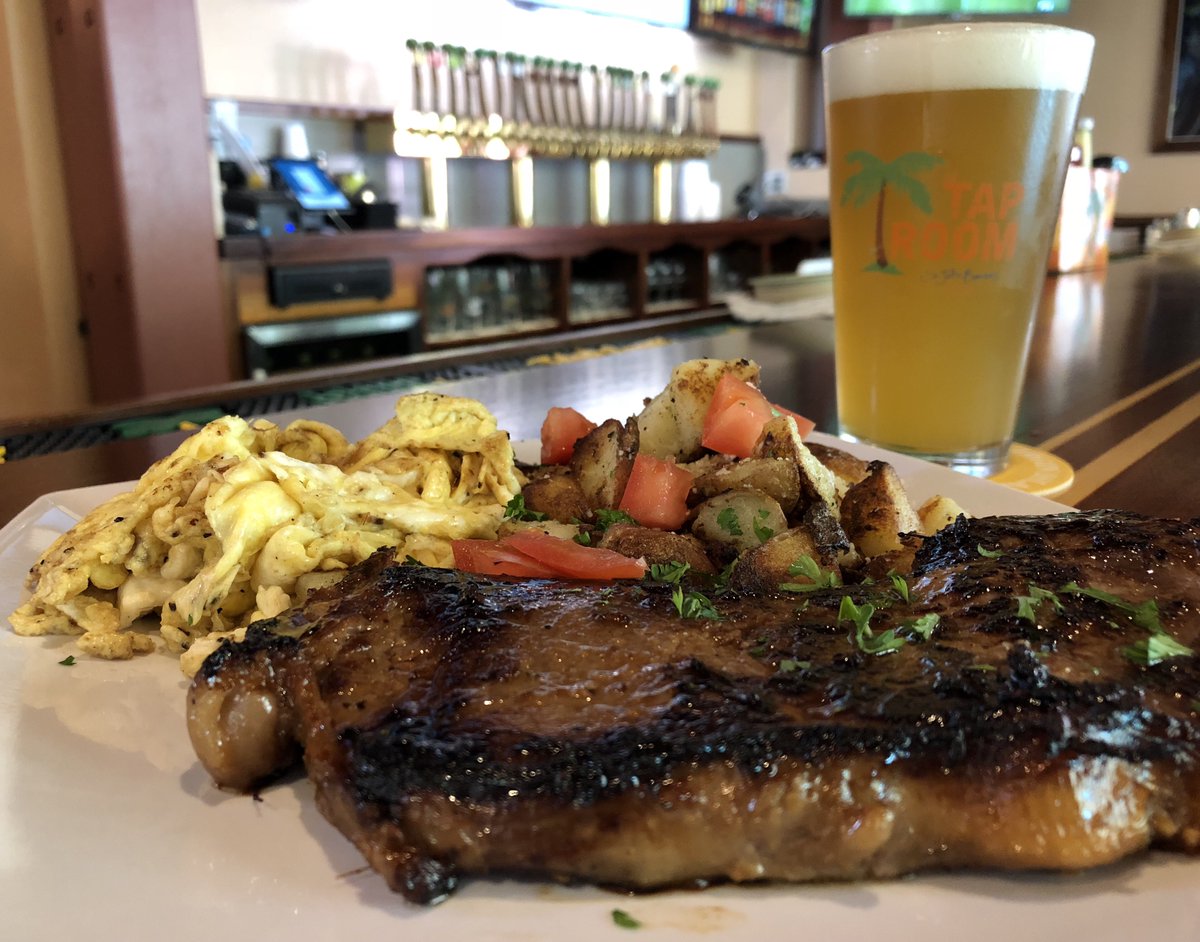 StJohnBrewers's tweet photo. What goes better with a Pub Crawl than a hearty meal of Steak and Eggs!? Get a solid base for your day of drinking and poker at the #TaproomVI. You’re kicking things off here anyway. #irmaria #strongertogether https://t.co/i3CBWxZqeO