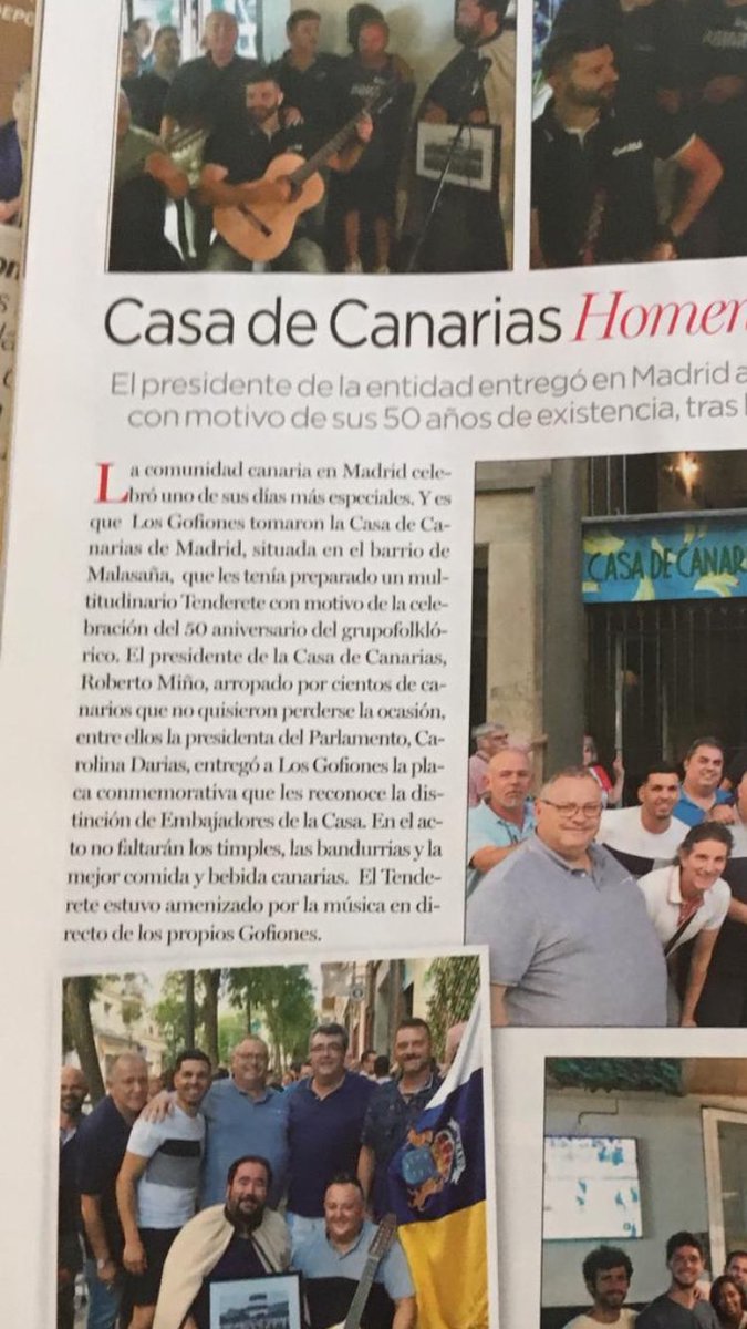 casadecanarias's tweet photo. Gracias @canarias7 por ser altavoz del gran acto que @casadecanarias organizó con @LosGofiones Viva Canarias! 🇮🇨🇮🇨🇮🇨 https://t.co/jcOQFHfoRg