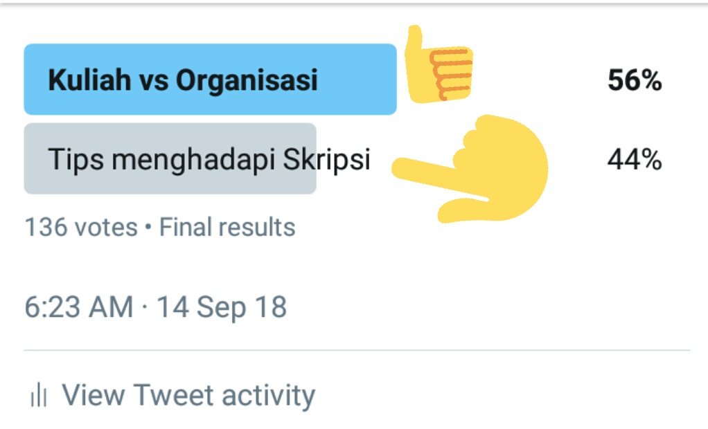 WidasSatyo's tweet photo. [THREAD]

MENGHADAPI SKRIPSI. 

Setelah tempo hari selesai bikin thread kuliah vs organisasi. Sekarang ke janji selanjutnya. Menulis ttg tips menghadapi SKRIPSI. Apa yg perlu dipersiapkan. Apa yg perlu diperhatikan. Dan apa yg sebaiknya dihindari. 

Mari sama2 belajar :) https://t.co/aVyV2owCYF