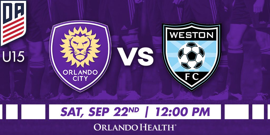 <a href="/OCSC_Academy/">Orlando City SC DA</a> travel to Weston to take on instate rivals, <a href="/westonfc_ussda/">Weston FC DA/USL2</a>   Games start at 12PM. #VamosOrlando